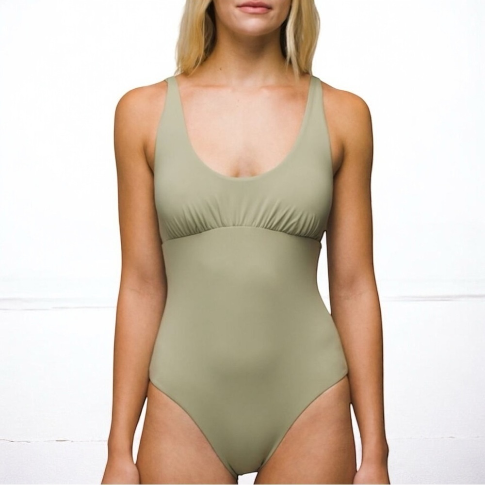 🌻NEW w.tag prAna XL Mallorca Sweet Agave Olive 1-Piece Bathing Suit $110 Retail